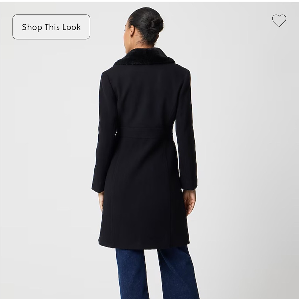 J. Crew Factory Black Lady Day Coat with Faux-Fur Shawl Collar (NWT!!!) - Picture 4 of 5